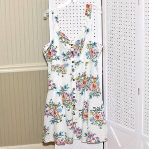 Plus Size 2X Trixxi Clothing White Floral Sleeveless Sweetheart Sundress